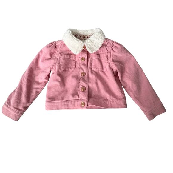 OshKosh B’gosh Pink Corduroy Sherpa Jacket 2T Toddler Barbiecore Cozy Winter - Picture 1 of 7